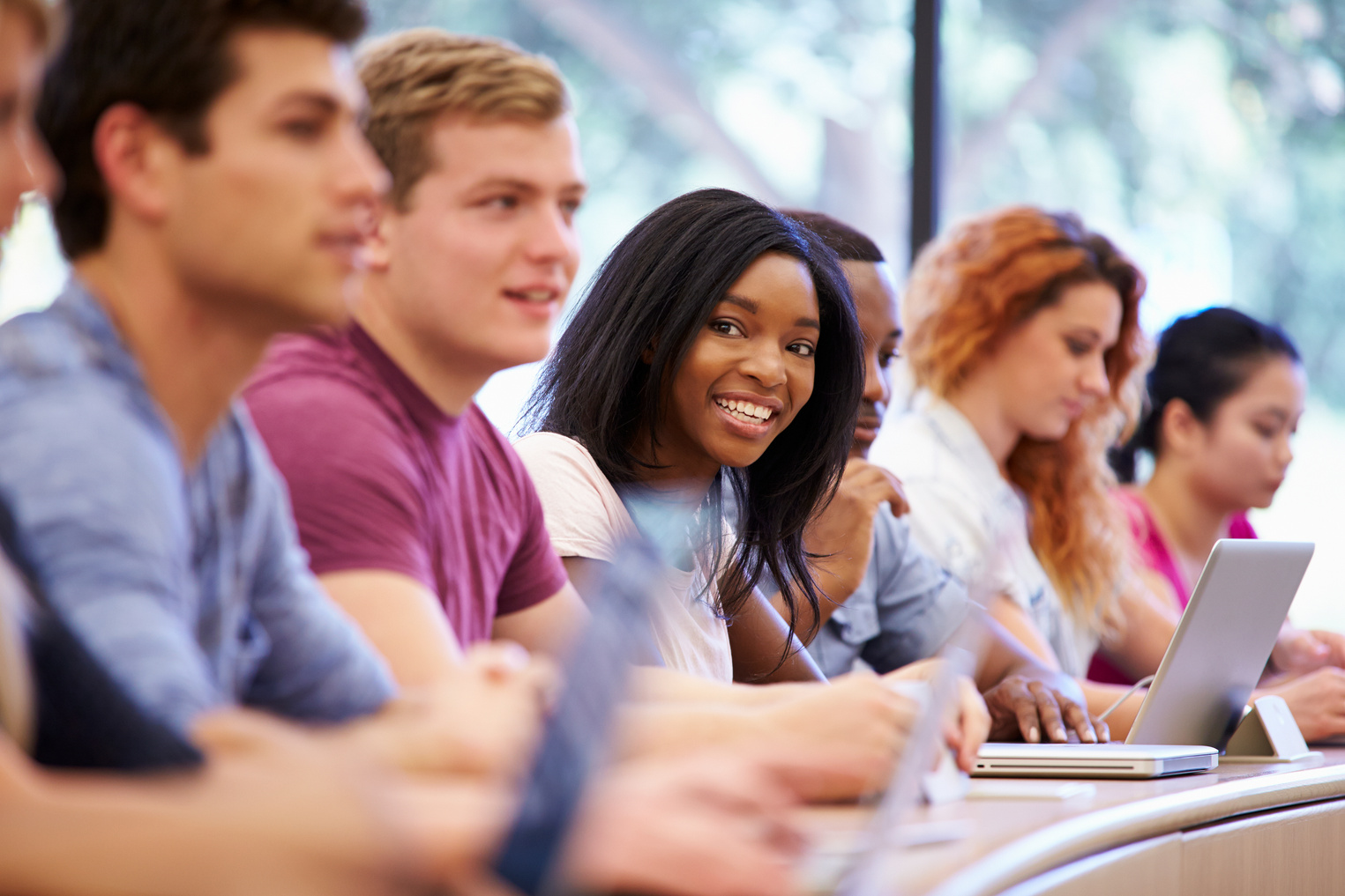 Class of University Students Using Laptops